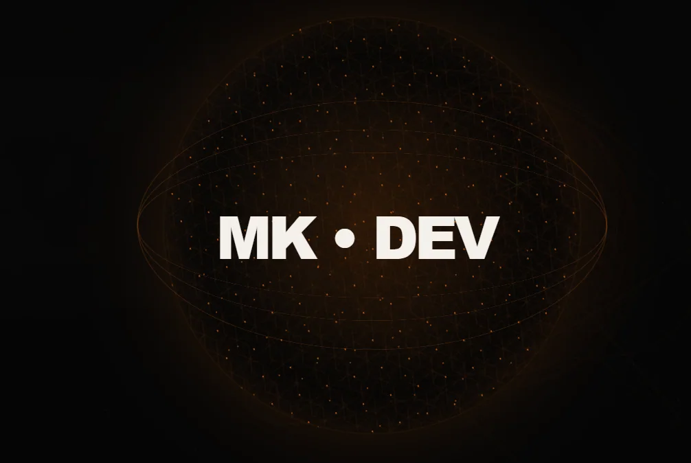 Обложка Developer Portfolio: MK • DΞV на фоне трёхмерной сетки